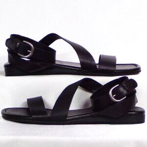 FRANCO SARTO size7M GUSTAR black flat-heel sandals leather uppers bal. synth.
